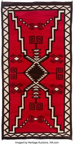 70111: A Navajo Regional Rug  c. 1935  native handspun