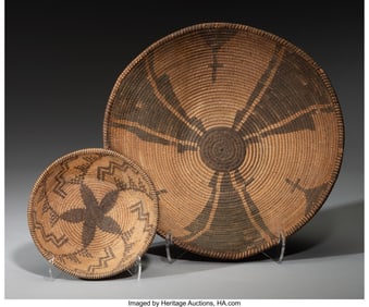 70125: Two Apache Coiled Bowls  c. 1900 and 1930  willo
