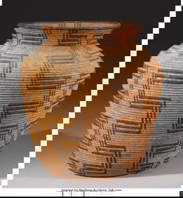 70126: An Apache Coiled Storage Jar  c. 1925  willow, d