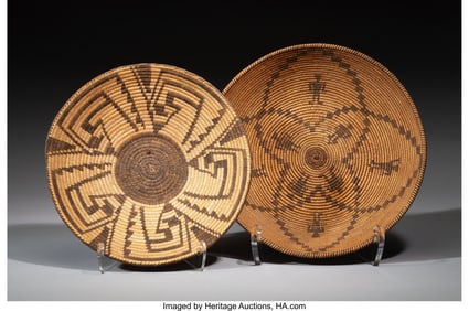 70128: Two Southwest Coiled Bowls  c. 1920 and 1940  in