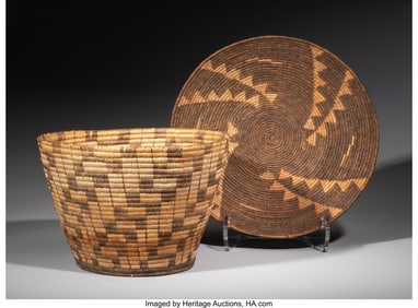 70130: Two Pima / Papago Coiled Baskets  c. 1940   incl