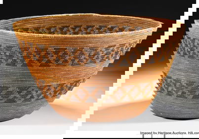 70135: A Yokuts Polychrome Coiled Bowl  c. 1910  willow