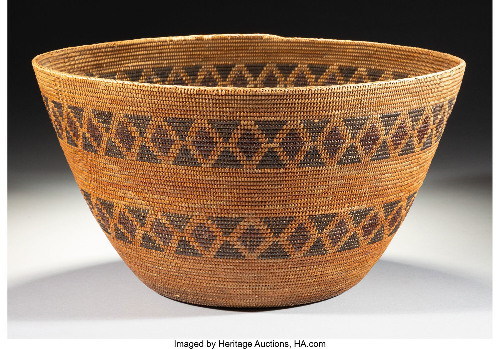 A Yokuts Polychrome Coiled Bowl  c. 1910  willow (1 of 3)