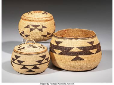 70142: Three Northern California Twined Baskets  c. 192