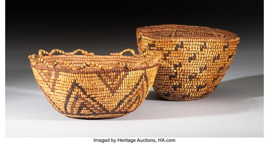 70144: Two Northwest Coast Imbricated Baskets  c. 1915