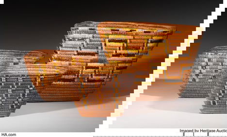 70147: Three Northwest Coast Imbricated Baskets  c. 190