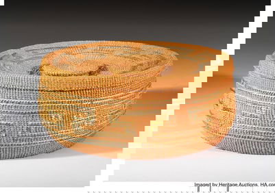 70148: A Large Tlingit Lidded Basket  c. 1900  spruce r