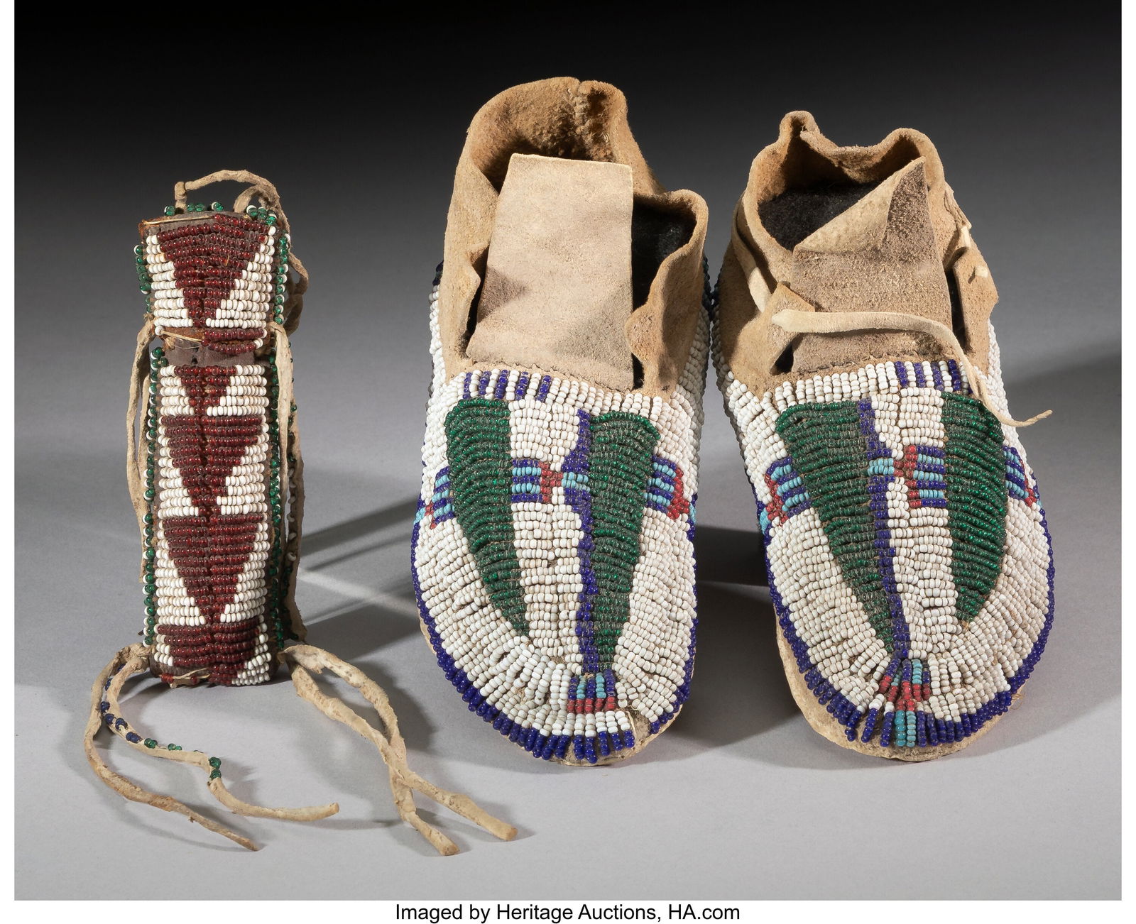 Two Plains Beaded Hide Items  c. 1890  including (1 of 2)
