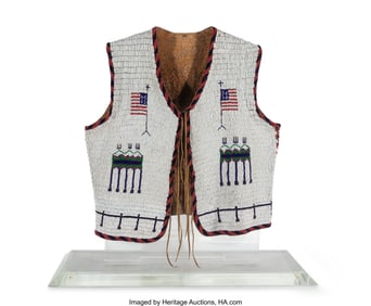 70161: A Sioux Pictorial Beaded Hide Vest  c. 1890  hid
