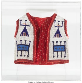 70163: A Sioux Child's Beaded Hide Vest  c. 1900  hide,