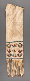 70167: A Santee Sioux Beaded Hide Tobacco Bag  c. 1890