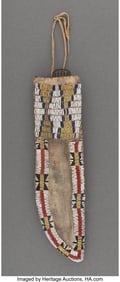 70171: A Cheyenne Beaded Hide Knife Sheath and Knife  c