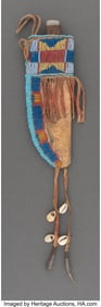 70174: A Cheyenne Beaded Hide Knife Sheath and Knife  c