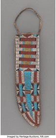 70175: A Cheyenne Beaded Hide Knife Sheath and Knife  c