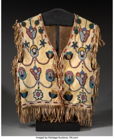 70183: A Crow Beaded Hide Vest   Reportedly Owned by Cu