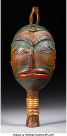 70186: A Nootka Polychrome Rattle  c. 1930  carved wood