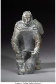 70188: An Eskimo Carved Stone Figure  Attributed to Joa