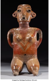 70201: A Large Zacatecas Seated Female Figure  West Mex