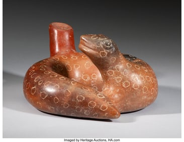 70204: A Colima Coiled Snake  West Mexico, c. 250 BC -