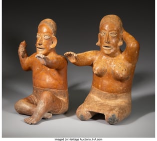 70208: A Large Jalisco Seated Male and Female Pair  Wes