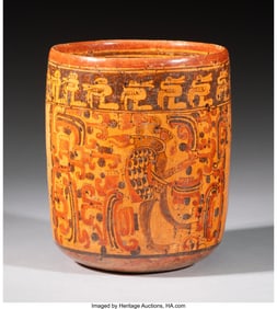 70234: A Maya Polychrome Cylinder Vase  Ulua Valley, Ho