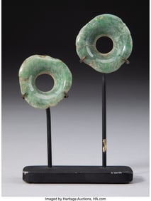 70246: A Pair of Maya Earspools  Maya Regions, Mesoamer