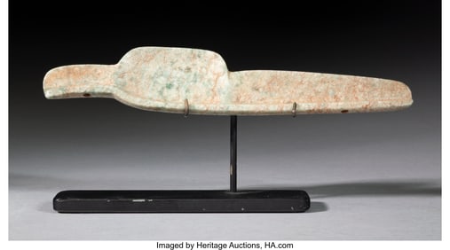 70253: An Olmec Jade Spoon  Mesoamerica, c. 900-400 BC