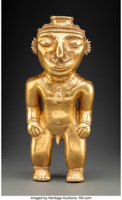 70257: A Quimbaya-Uraba Gold Poporo  Colombia, c. 200 -