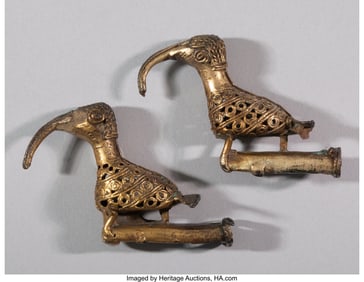 70269: A Pair of Bird Finials  Zenu, Colombia, c. 1000