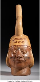 70276: A Moche Portrait Head Vessel  Peru, Middle Perio