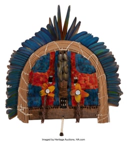 70287: A Tapirapé Cara Grande Feathered Mask  Mato Gro