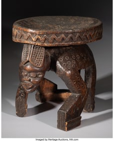 70294: A Bamileke Chief's Stool with Leopard Body  Came