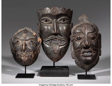 70326: Three Himalayan Masks  North India/Tibet/Nepal,