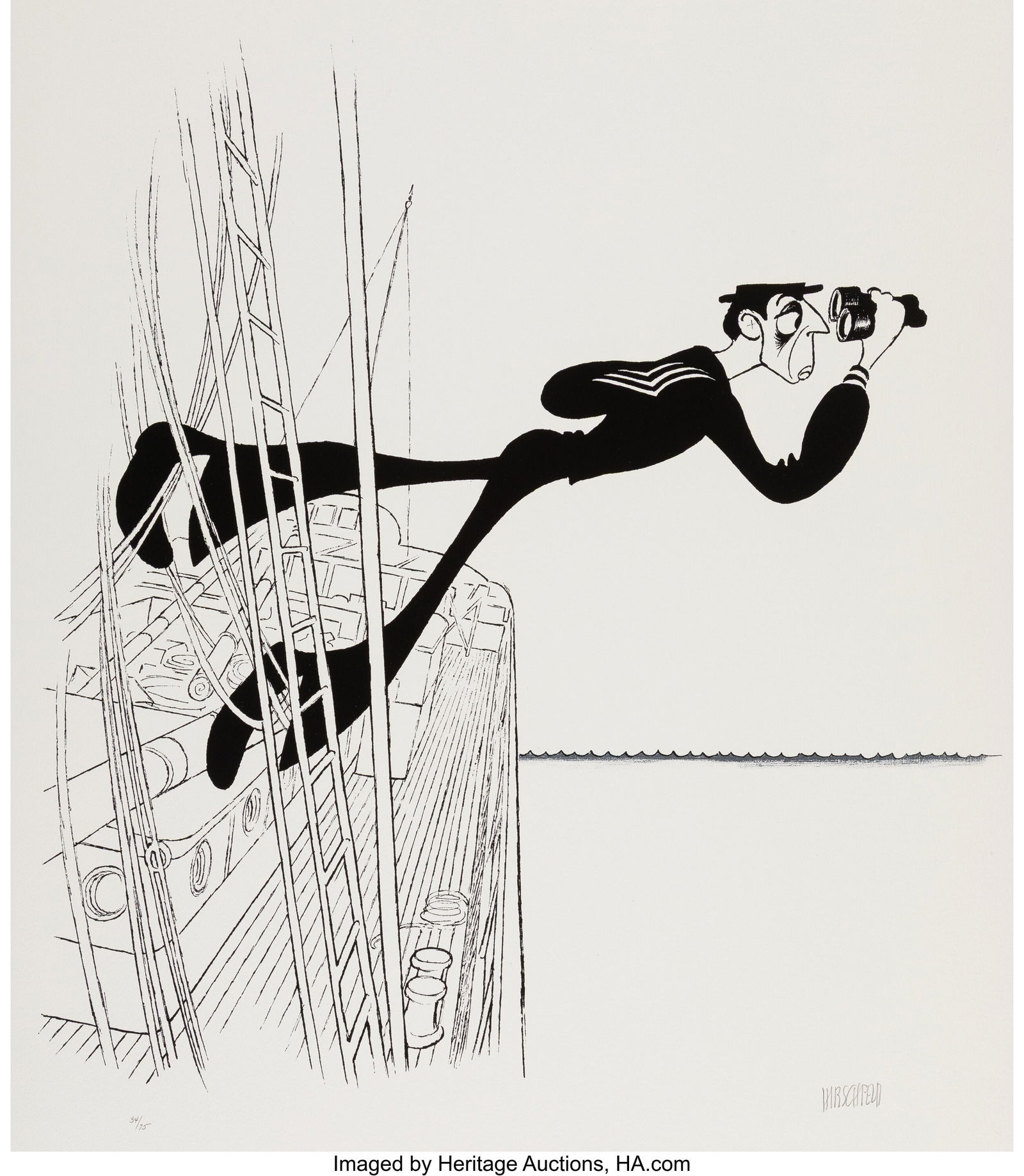 Al Hirschfeld (American, 1903-2003) Buster Love: Al Hirschfeld (American, 1903-2003) Buster Love Nest Keaton, Buster Keaton Lithograph with silver on wove paper 22 x 17 inches (55.9 x 43.2 cm) (shee