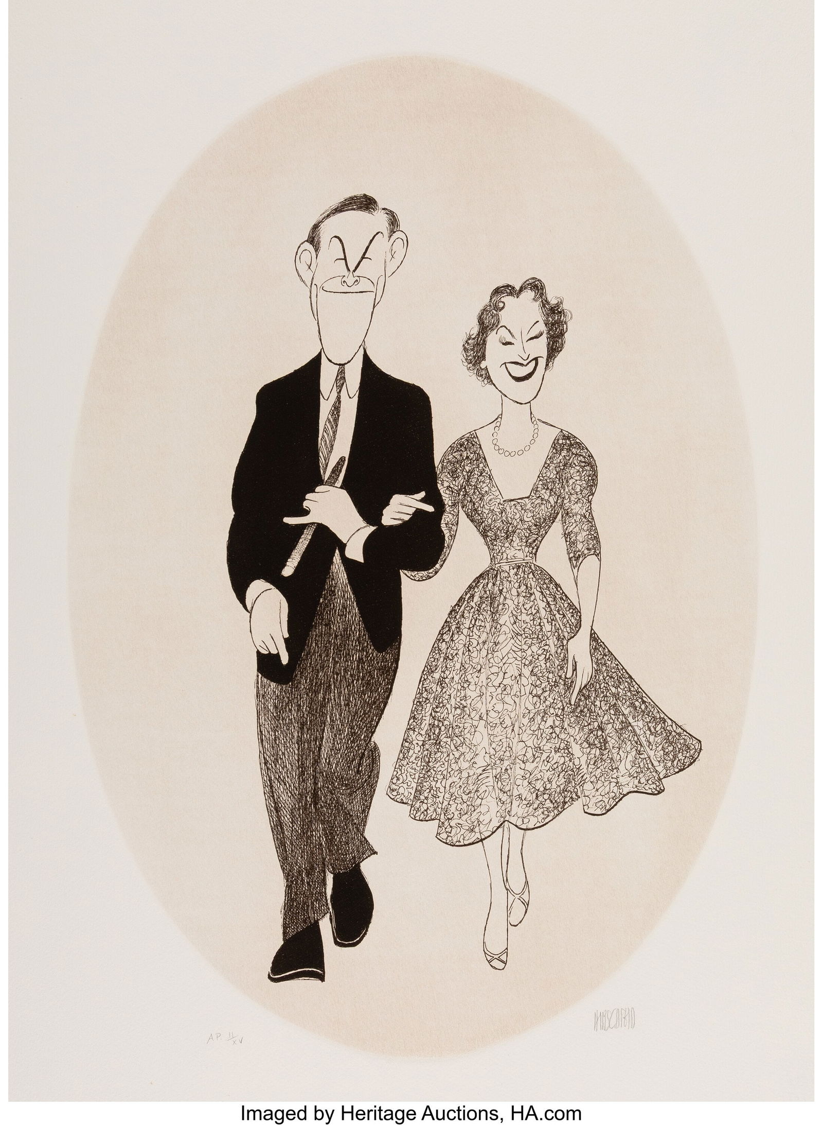 Al Hirschfeld (American, 1903-2003) George Burns: Al Hirschfeld (American, 1903-2003) George Burns & Gracie Allen Etching in colors on Arches paper 25-3/4 x 18 inches (65.4 x 45.7 cm) (sheet)