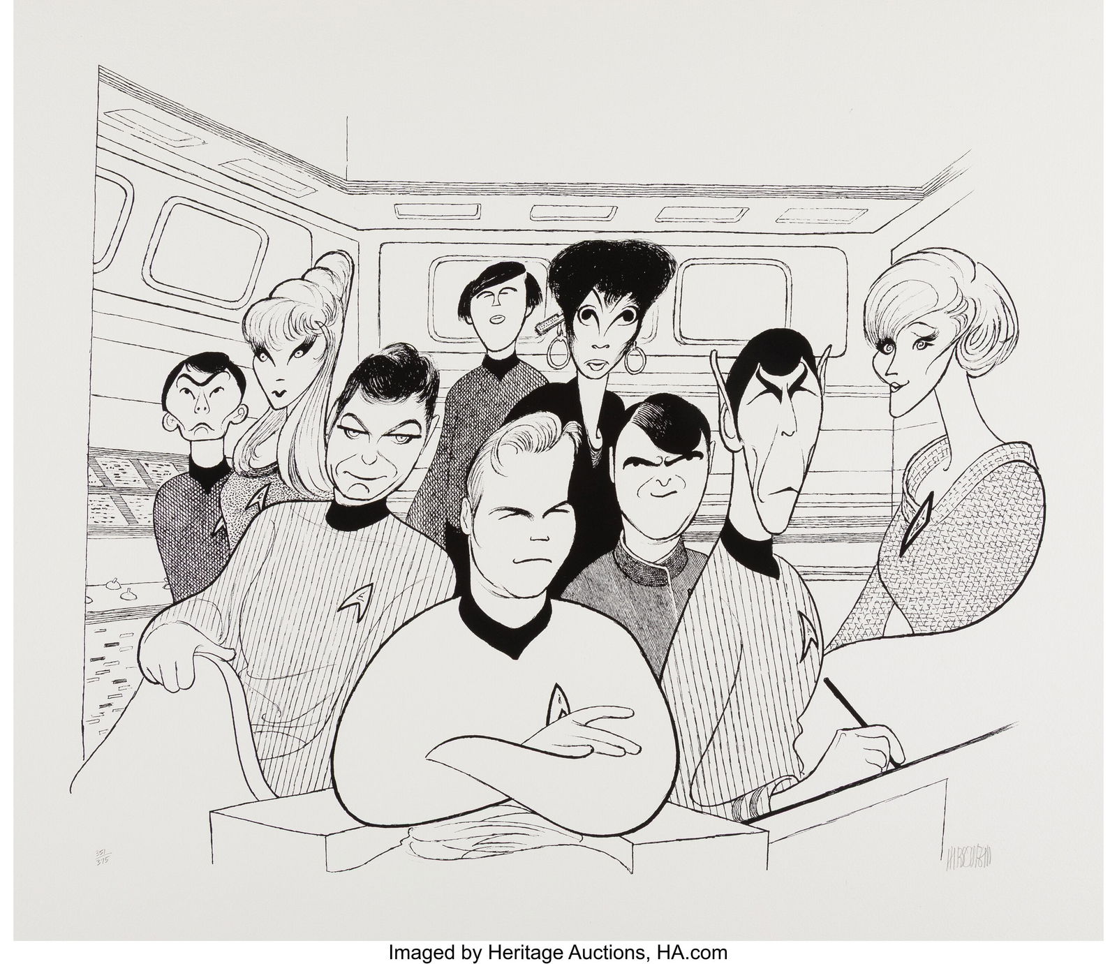 Al Hirschfeld (American, 1903-2003) Original Cas: Al Hirschfeld (American, 1903-2003) Original Cast, Star Trek Lithograph on wove paper 21 x 27 inches (53.3 x 68.6 cm) (sheet) Ed. 351&sol