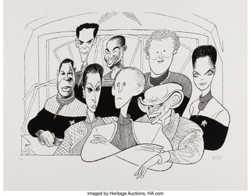 18076: Al Hirschfeld (American, 1903-2003) Deep Space N