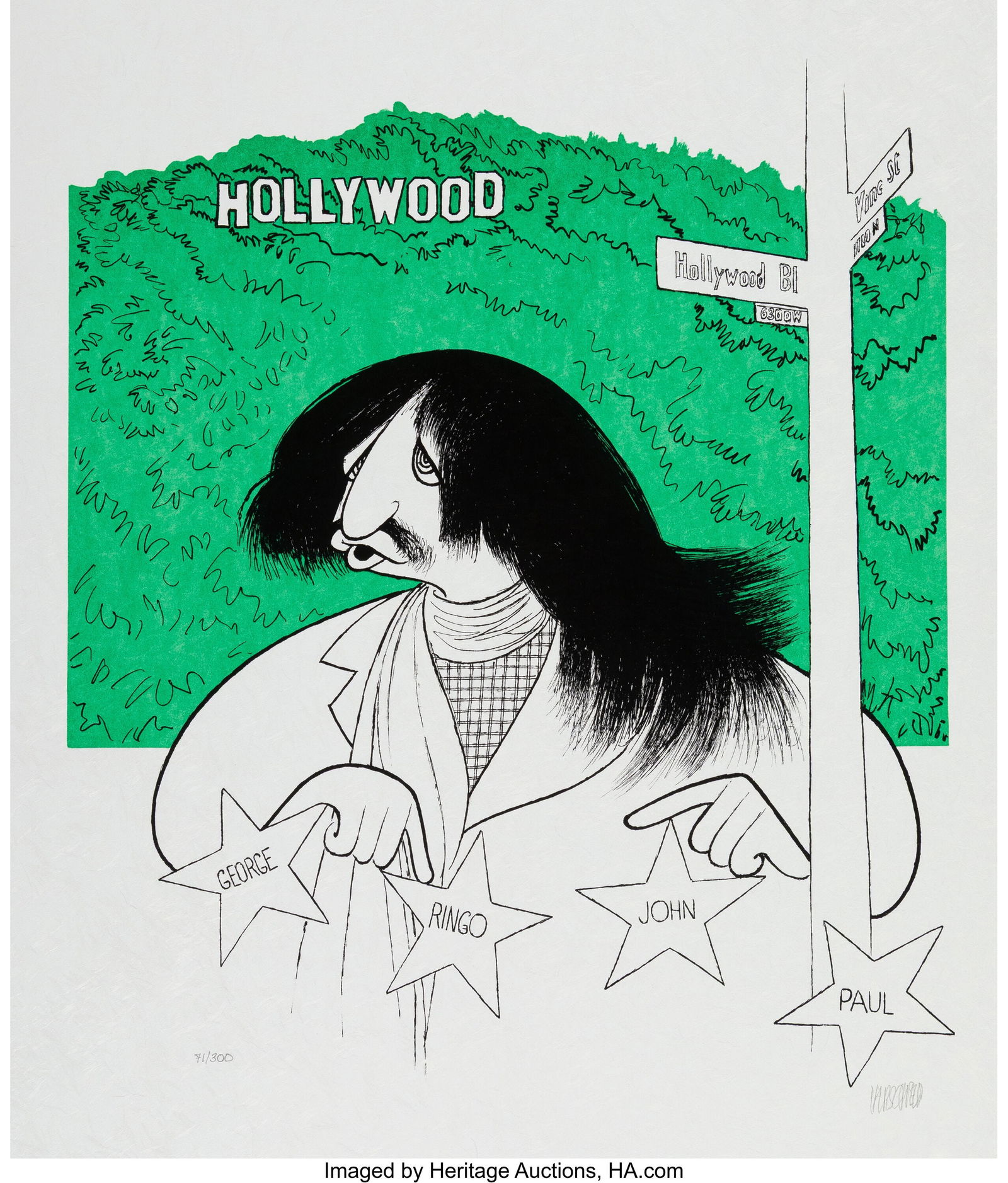Al Hirschfeld (American, 1903-2003) Ringo Starr: Al Hirschfeld (American, 1903-2003) Ringo Starr on Hollywood Blvd. Lithograph in colors on wove paper 22-1/2 x 16 inches (57.1 x 40.6 cm) (sheet