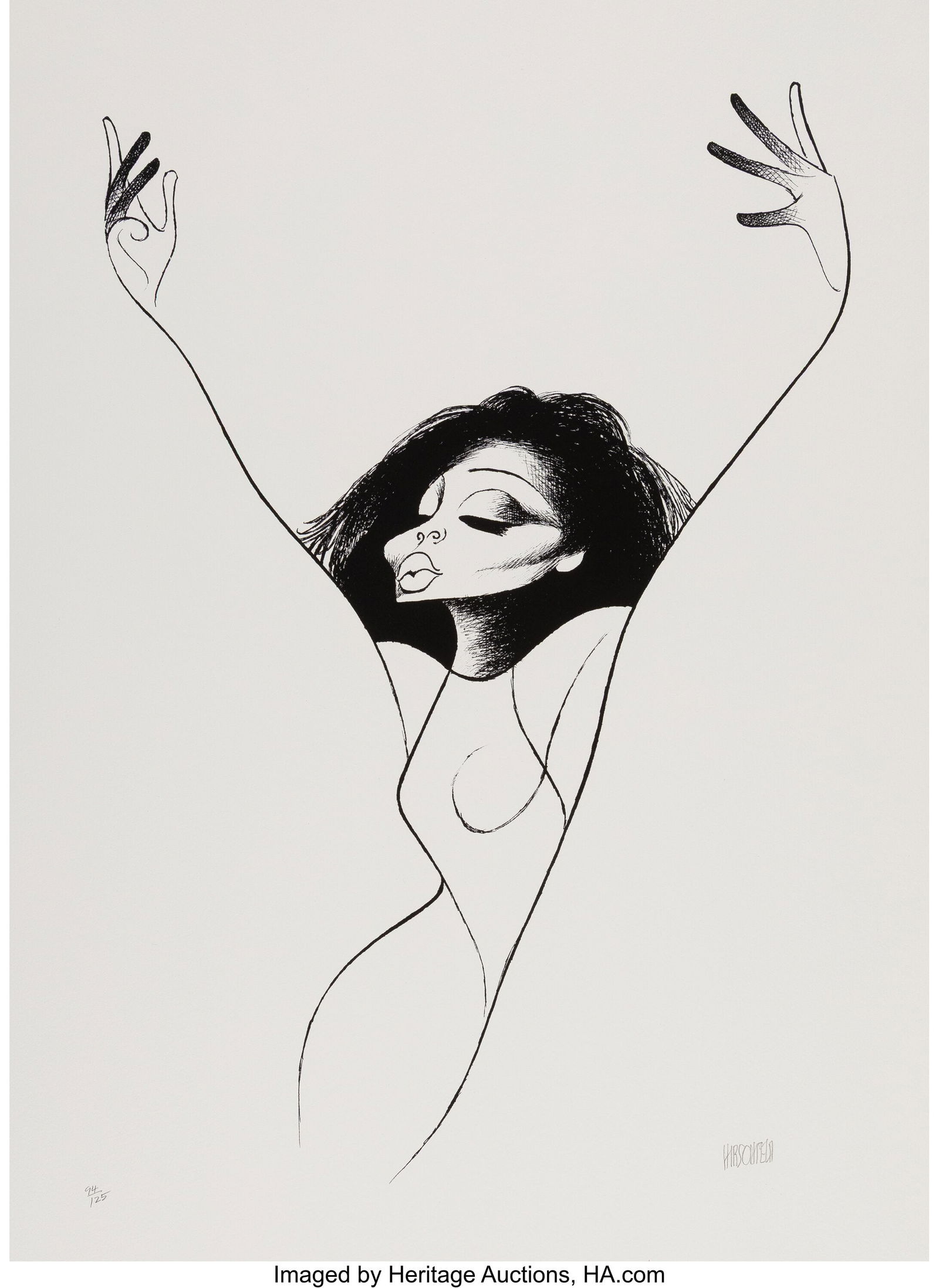 Al Hirschfeld (American, 1903-2003) Diana Ross L: Al Hirschfeld (American, 1903-2003) Diana Ross Lithograph on wove paper 24 x 19 inches (61.0 x 48.3 cm) (sheet) Ed. 94/125 Signed and editi