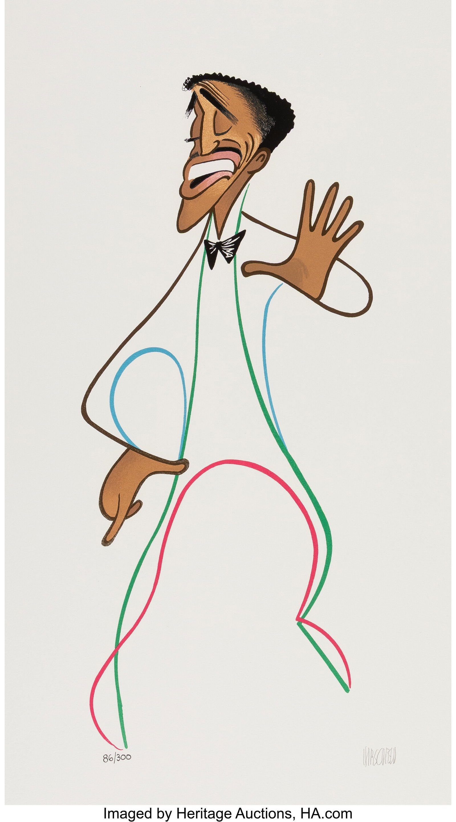 Al Hirschfeld (American, 1903-2003) Broadway Sam: Al Hirschfeld (American, 1903-2003) Broadway Sammy, Sammy Davis Jr. Lithograph in colors on wove paper 26 x 20 inches (66.0 x 50.8 cm) (sheet&