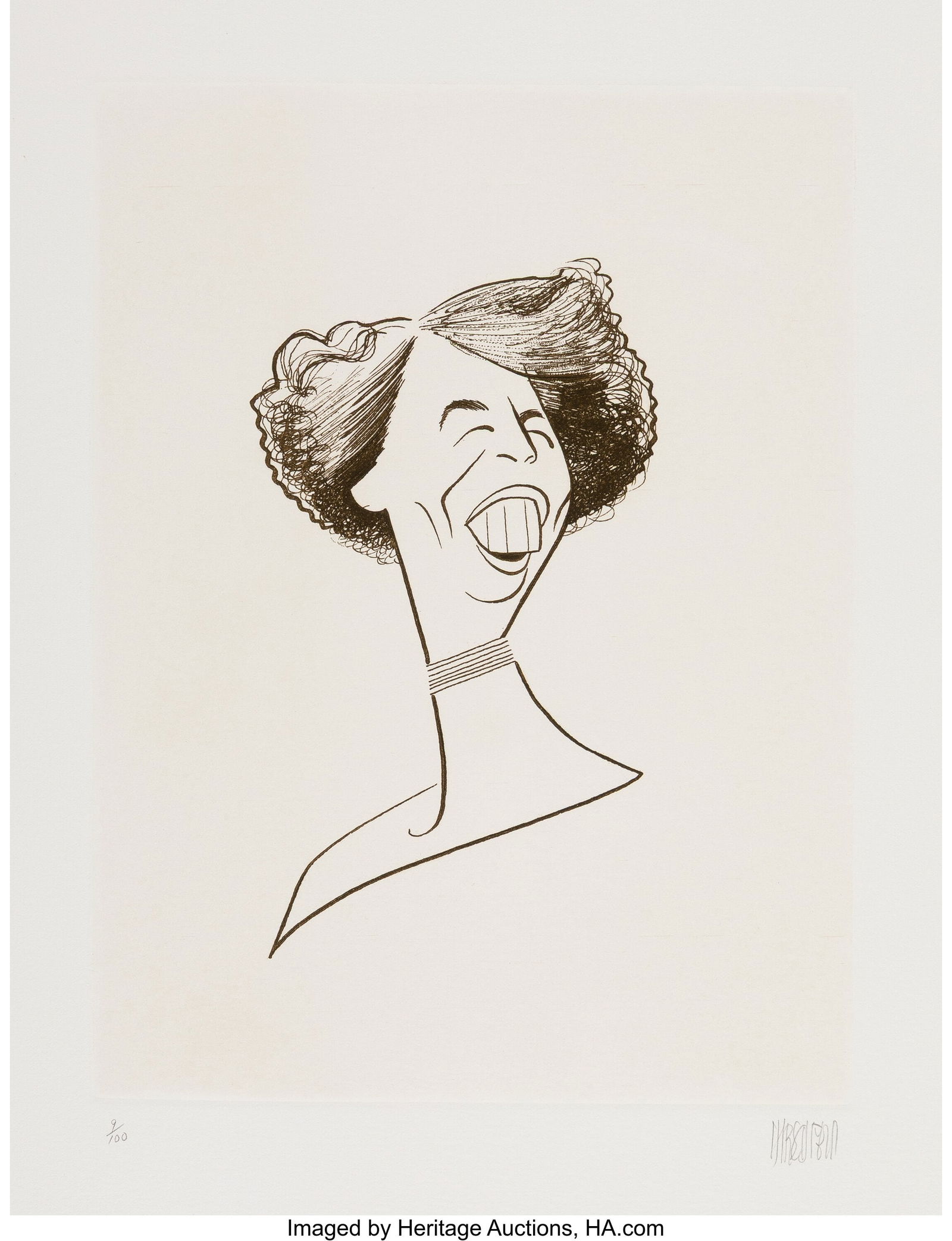 Al Hirschfeld (American, 1903-2003) Eleanor Roos: Al Hirschfeld (American, 1903-2003) Eleanor Roosevelt Etching on wove paper 16-1/8 x 12 inches (41.0 x 30.5 cm) (sheet) Ed. 9/100 Signe