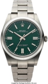 54007: Rolex Oyster Perpetual Green Reference 124300 Fu