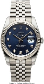 54010: Rolex 18K White Gold And Steel Datejust Ref: 162