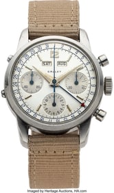 54020: Gallet, Ref. 998 Stainless Steel Triple Calendar