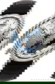 Breguet Classique Hora Mundi Dial Platinum 5717P: Breguet Classique Hora Mundi Dial Platinum 5717PT Moon Phase GMT Wristwatch, Full Set Case: 43mm, platinum , three body case with 8 screw exhibition back, 3838 BA Dial&co