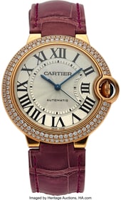 54046: Cartier Ballon Bleu 18K Rose Gold And Diamond Be