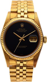 54105: Rolex, Rare Onyx Dial DateJust, 18k Gold, Ref. 1