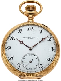 54208: Patek Philippe, 14k Gold Pocket Watch, circa 191