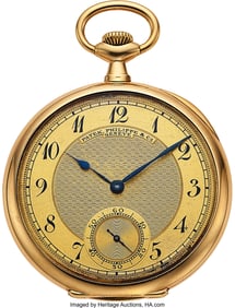 54209: Patek Philippe, 18k Yellow Gold Open-Face Circa