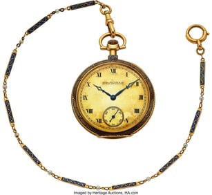 54211: Patek Philippe Gold & Enamel Pocket Watch, Match